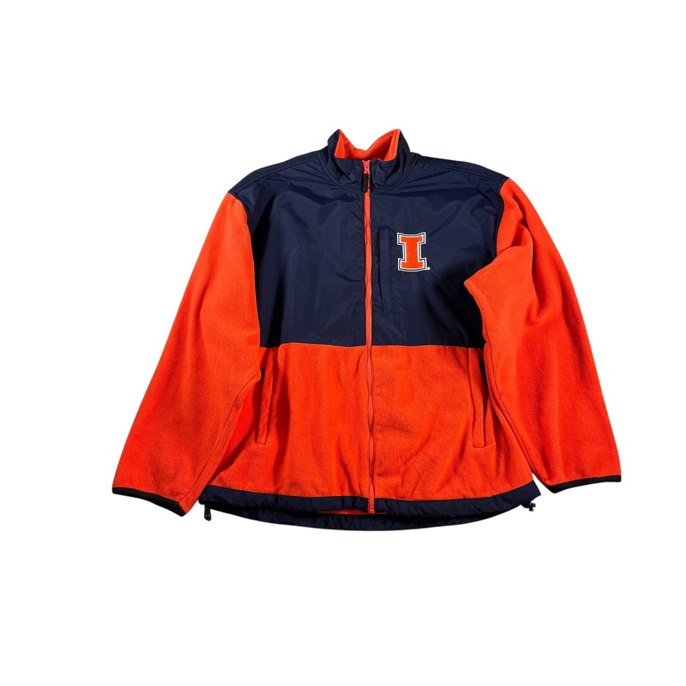 Logo Athletic Reebok Illinois Illini Zip Pullover Mens Size 2XL Orange Navy‎